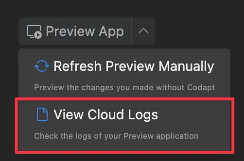View Cloud Logs Button
